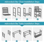 Ciokea Outdoor Bar Height Table Set of 5, 60" Extra Long Rectangle High Top Table and 4 Oversized Adirondack Chairs Set, Heavy-Duty All-Weather HDPE Patio Bar Set for Backyard Balcony Deck, Grey