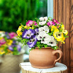 Pansies Artificial Flowers for Outdoors UV Resistant 12 Bundles Silk Pansy Plastic Fake Plants Flowers for Home Outside Garden Window Box Patio Planter Porch Decor (Mixed Color1)