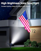 DBF Solar Spot Lights Outdoor Waterproof IP65, Cool White, 600LM High Bright, 2 Brightness Modes, 18 LED, Auto On/Off, Angel Adjustable for Flag Pole Garden Yard Patio Driveway Tree, 2 Pack