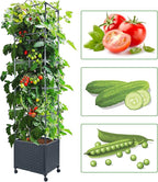 LINEX Raised Garden Bed Planter Box with Trellis, 67.6” Tomato Planters for Climbing Plants Vegetable Vine Flowers Outdoor Patio, Tomatoes Cage w/Self-Watering & Wheels