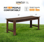 Bench, 48-Inch Carbonized Solid Fir Wood Backless Outdoor Patio Bench