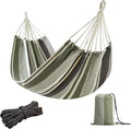 JoyView Brazilian Hammock for Single Person Portable Hammock with Hanging Ropes & Carry Bag Large 78.8x39.4” for Patio 300LBS Capacity Perfect for Outdoor/Indoor - Green Grey Stripes