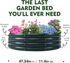 Galvanized Raised Garden Beds for Gardening - 4x4x1ft Round Metal Planter Boxes Above Ground Outdoor for Vegetables,Flowers,Herbs, Garden Container Green