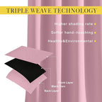NICETOWN Patio Blackout Curtain Panels - Extra Wide Sliding Door Thermal Insulated Drape, Privacy Room Divider Curtain for Bedroom Office (Rouge Pink, 66 x 118 Inch Long)