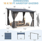 AECOJOY 10’ x 10’ Gazebo, Wall Mounted Gazebos Pergola with Curtains and Mosquito Netting, Enhanced Protective Outdoor Patio Lean to Gazebo Awnings for Deck, Porch, Backyard and Outside