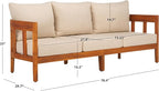 SAFAVIEH Outdoor Collection Owen Acacia Solid Wood Natural/Taupe Cushion 3-Seater Sofa
