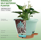 Plant Pots, Flower Pots for Indoor/Outdoor Plants, Self Watering Plastic Planters Pots with Drainage Holes, Saucer & Reservoir, Decorative Nursery Planting Pots(10 Inch Set of 4)