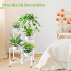 iDavosic.ly Plant Stand Indoor Outdoor, 5 Tier Corner Metal Flower Display Holder Shelf, Easy Assembly Folding Tall Orchid Rack for Patio Balcony Porch Garden Living Room House, Wrought Iron - White