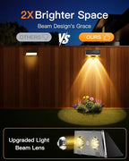 Solar Fence Lights Outdoor, 2 Pack IP65 Waterproof Fence Lights Solar Powered with Ultra-Bright LED Lens, 9 Color Modes, 12+ Hours Steady Glow for Deck/Backyard/Patio/Pool/Wall - Black