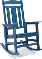 LUE BONA Outdoor Rocking Chairs Set of 4, Weather Resistant HDPS Poly Rocker Chairs, 350lb Heavy Duty, Oversized Porch Rocker for Adult, High Back Smooth Rocking for Outdoor & Indoor, Blue