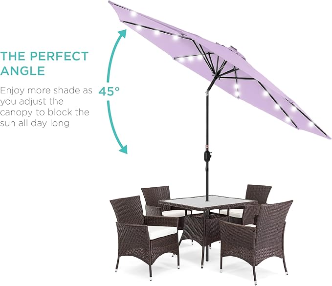 Best Choice Products 10ft Solar Polyester LED Lighted Patio Umbrella w/Tilt Adjustment and UV-Resistant Fabric
