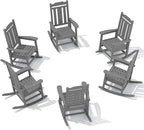 SERWALL Outdoor Rocking Chair Set of 6, Patio Rocking Chair Sets, HDPE Rocking Chair for Adults, Gray