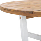 SAFAVIEH Outdoor Collection Leo Natural/White Solid Wood Round Coffee Table