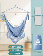 Chihee Hammock Chair Super Large Soft-Spun Cotton Rope Weaving Hanging Chair, Collapsible Strong Metal Spreader Bar Wide Seat Lace Stretch Swing Chairs Indoor Outdoor Garden Yard Theme Decoration