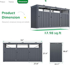 AECOJOY Outdoor Trash Can Storage Shed for 3 Garbage Cans, 73 Cu.Ft Outside Garbage Can Storage Sheds & Outdoor Storage Clearance, Dark Grey Outdoor Horizontal Storage Cabinet Waterproof