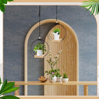Geelin 2 Pack Plant Hanger with Wood Base Hanging Window Planter Boho Macrame Hanging Plant Holders for Window Indoor Outdoor Room Ceiling Home Decorations(Black)