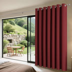 Blackout Patio Sliding Door Curtains – Burgundy Red, 100Wx90L