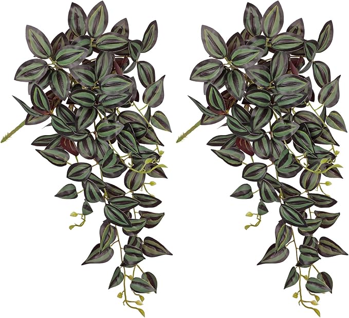Artificial Plants Greenery, 2 Pcs Wandering Jew Hanging Vines, 26 Inch PVC