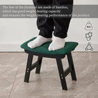 Foot Stool,Ottoman,Bamboo Small Sofa Foot Rest Under Desk,Extra Seating for Living Room, Bedroom and Kitchen (Black Stool Legs - Green Surface)