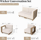 6 Pieces Patio Furniture Set,Outdoor Rattan Wicker Sectional Sofa with 10''Ultra-Thick Cushions,All Weather Patio Conversation Set for Lawn Garden Backyard,Beige