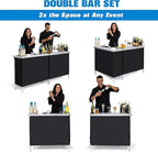 GoBar Portable Double Bar Table Set - Mobile Bartender Station for Events - Includes Carrying Case - Standard or LED