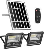 Solar Flood Light Outdoor 1000LM Dual 6000K Bright White Floodlights Ip65 Waterproof Solar Power Light Auto On/Off Dusk to Dawn with Remote Control for Yard, Garden, Shed, Barn.