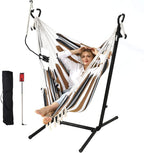 ZEYU Hammock Chair with Stand Double Hammock Chair Bohemian Style with Tassel by ZGZEYU