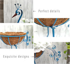 Metal Peacock Planter with Fiber Basket -Garden Bird Planters for Outdoor Indoor Lawn,Yard,Porch,Patio, Garden Decorations（Set of 2）