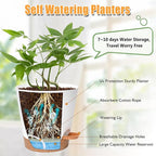Planters for Indoor Plants 7/6.5/6/5.5/5 Inch, Self Watering Planters with Drainage Holes and Saucers 5 Pack Plastic Pots for Plants, Succulents, Herbs, Cactus, Flower Pots, White