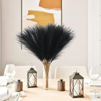 Artificial Pampas Grass Plumes, 50 Stems, 21.6 Inch, Black Faux Decor
