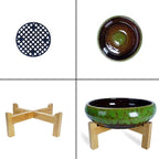 ARTKETTY Large Succulent Pots with Drainage 10 inch Succulent Planters with Planting Tools Set & 2.2lb Mix Pebbles - Ceramic Bonsai Pot for Indoor Succulent Plants Cactus Flower Planter