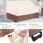 Patio Sofa Cover, Waterproof Beige and Brown, Fits Up to 58 Inch Loveseat