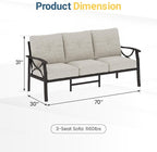 RoyalCraft Patio 3 Seats Sofa, All-Weather Outdoor Couch, Patio Furniture Sofa, Khaki Metal Chair with Beige Cushions