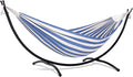 SUNCREAT Backyard Hammock with Frame, Hammock Frames for Outside, 475 lbs Capacity, Blue & White Stripes