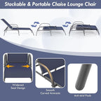 Giantex 2 Pack Patio Lounge Chair, Outdoor Chaise Lounge with 5 Adjustable Backrest, Sturdy Steel Frame, Sunbathing Recliner, Beach Chair, Tanning Chair for Outside, Yard, Balcony, Pool Chairs, Navy