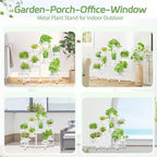 iDavosic.ly Plant Stand Indoor Outdoor, 10 Tier Corner Metal Flower Display Holder Shelf, Easy Assembly Folding Tall Orchid Rack for Patio Balcony Porch Garden Living Room House, White