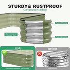 1MORE Raised Garden Bed -5X3X1 Galvanized Planter Box for Outdoor Gardening,4 in 1 Modular Raised Bed Kit with Protective Tape, Gloves for Herb,Ideal for Vegetables and Plants.Green-1Pcak