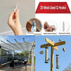 20 Pack Q Hanger Hooks with Safety Buckle, Rustproof Screw Hooks for Hanging String Lights, Bird Feeder, Plants, Wind Chimes & Holiday Decorations, Holds Up to 40 lbs（2.2" White Vinyl Coated ）