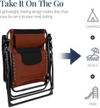 Best Choice Products Oversized Padded Zero Gravity Chair, Folding Outdoor Patio Recliner, XL Anti Gravity Lounger for Backyard w/Headrest, Cup Holder, Side Tray, Polyester Mesh - Rust/Black