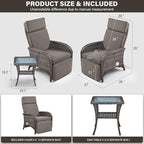 Belord 7 Piece Wicker Patio Furniture Set - 4 Adjustable Outdoor Recliner Chairs with 3 Side Table Patio Conversation Set,155° Lay Flat Chaise Lounge Chair Outdoor for Pool Deck Brown