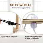 Hion Magnetic Curtain Tiebacks 4 Pack, Nickel-plated Metal and Polyester, Black