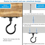 Dolibest Wall Mount Ceiling Hooks, Plant Hooks for Ceiling, Metal Plant Bracket Iron Wall Mount Lanterns Hangers Hooks for Hanging Plants Lights, Outdoor Wire, Fairy Lights, Wind Chimes, Black (4PCS)