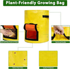 JJGoo Potato Grow Bags, 4 Pack 10 Gallon with Flap and Handles Planter Pots for Onion, Fruits, Tomato, Carrot - Yellow