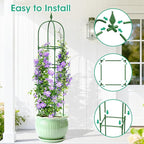 2 Pack Garden Obelisk Trellis for Climbing Plants, 71" Metal Rustproof Plant Support Rose Trellis, Tower Potted Cages for Flowers Fruits Vegetable Vines Indoor & Outdoor, Green(4 Tiers)