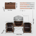Tables: Foldable Aluminum Outdoor Cook Station with Windscreen, Brown