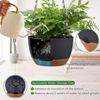Hanging Planters for Indoor Plants, Set of 2 8/10 Inch Self-Watering Hanging Pots with Drainage Hole & Removable Water-Storage Tray II Screw-in Hooks