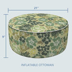 LVTXIII Inflatable Stool Ottoman Footrest with Handle, Decorative Fade-Resistant Foot Stool, Indoor or Outdoor Pouf for Home Garden and Camping Use, 21x21x9, Green Rose