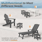LUE BONA Outdoor Adirondack Ottomans, Footrest Footstool Set of 2, Outdoor Foot Rest for Patio, HDPS All Weather Waterproof Footrest Footstool for Adirondack Chair, Dark Gray