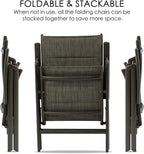Kozyard Coolmen 2-Pack Outdoor Patio Dining Chair Set - Breathable Textilene Padded, Foldable Deck Chairs for Outdoor Patio (Gray)