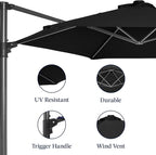 Best Choice Products 10ft Offset Cantilever Hanging Market Patio Umbrella, Smooth 360° Rotation, 8 Sturdy Ribs, Easy Adjustment - Black